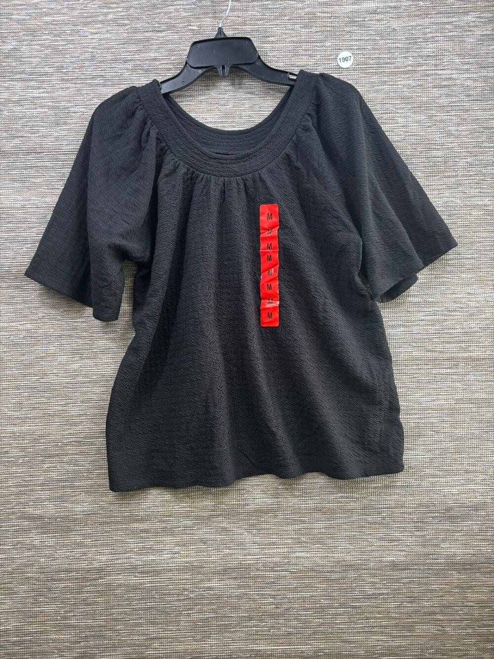 Collection By Bobeau Tunic Top Women's Size M Black Short Sleeve NEW